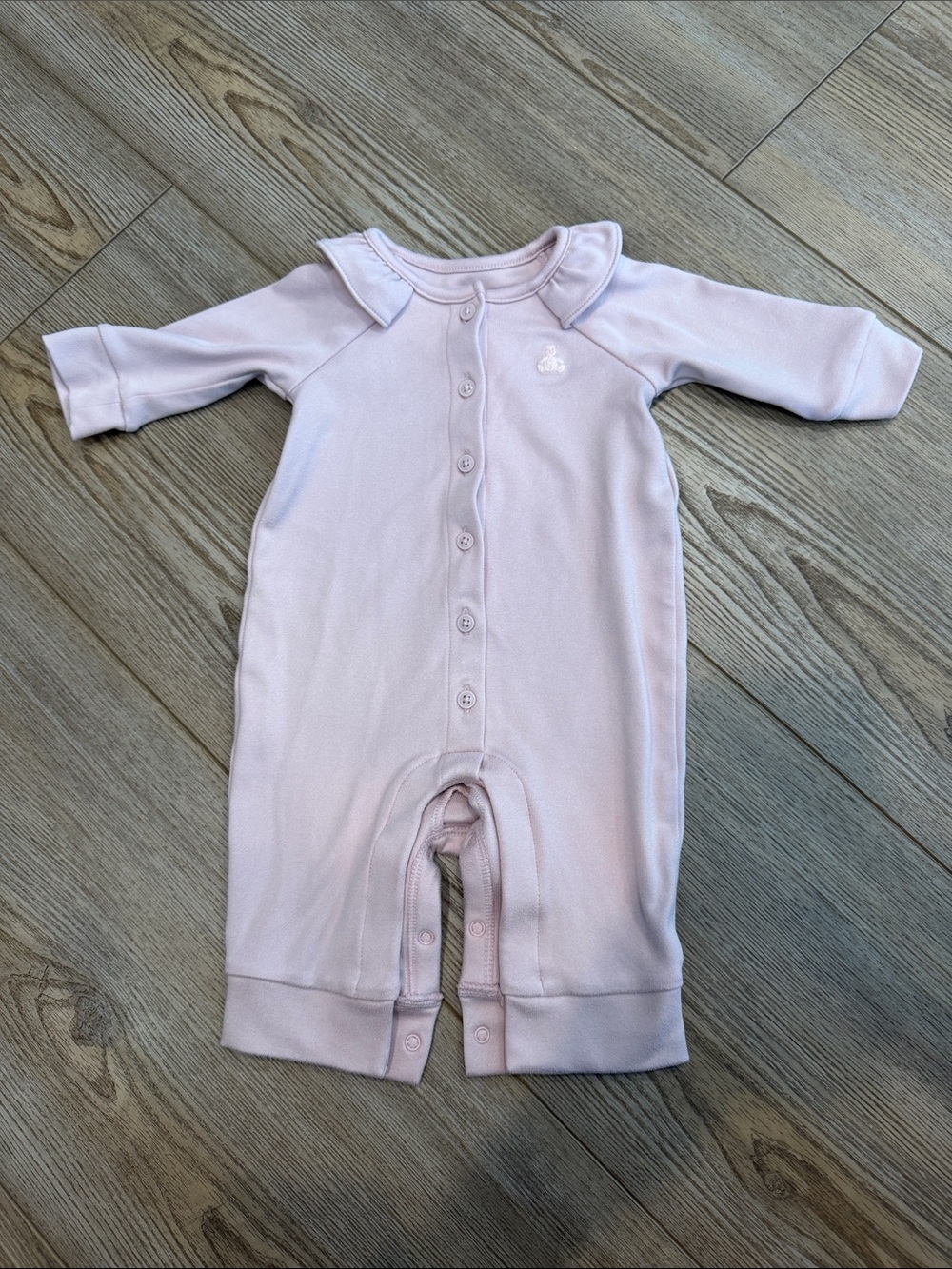 GAP Light Pink Baby Footie One-Piece with Ruffle Collar